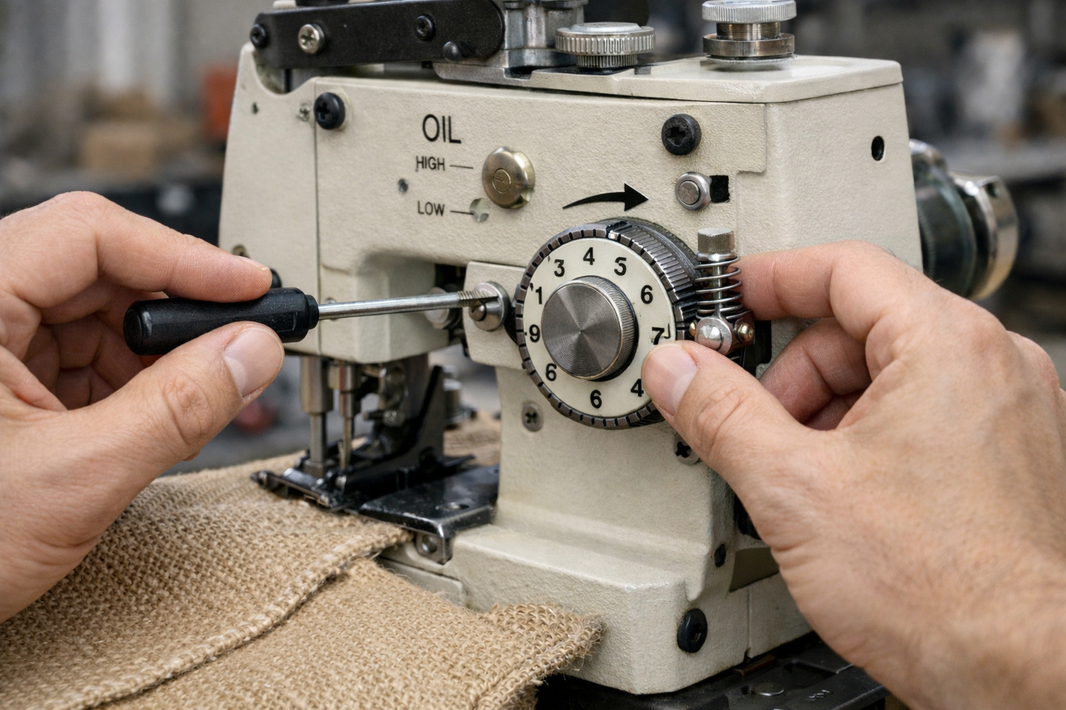 تنظیم چرخ سرکیسه دوز